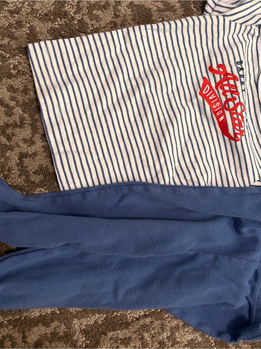 Carter's White & Blue Striped Top saying daddy’s all star  outfit